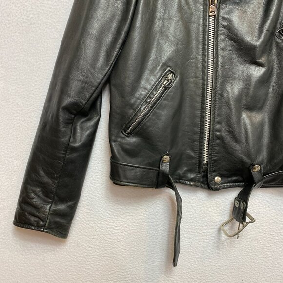 Vintage Brooks Leather Jacket Mens 42 Motorcycle Biker Belted USA 80s Lined - Picture 4 of 16